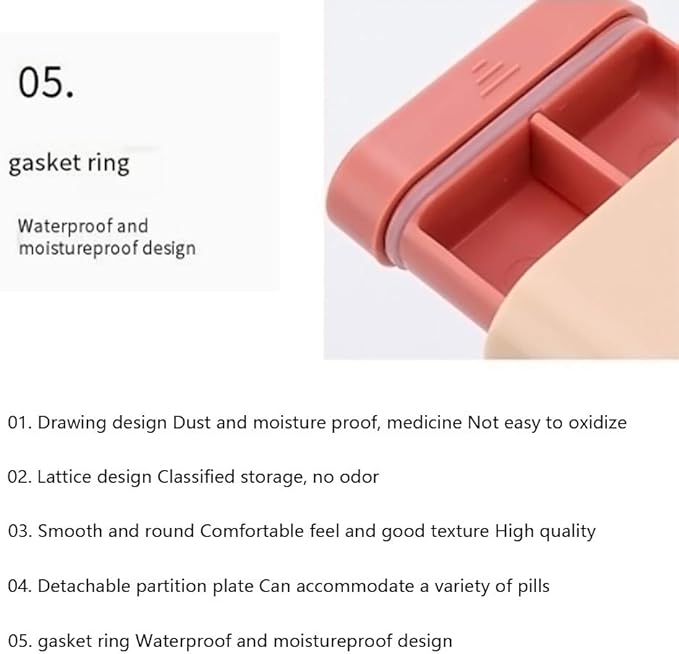 INVODA 4PCS Pill Case 6 Compartment Travel Pill Organizer Weekly Vitamin Organizer Portable Pill Box for Purse Air Seal Medicine Drawer Organizer for Vitamin Cod Liver Oil Supplement Pill (Pack of 4)
