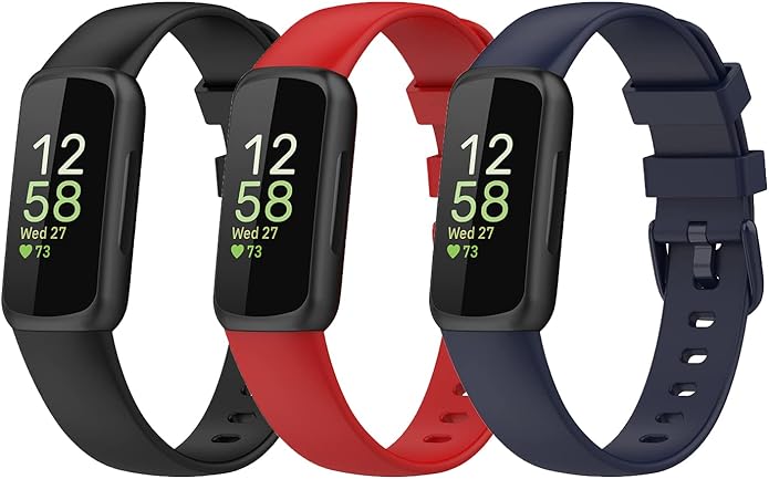 Sporty Wristbands Compatible with Fitbit Inspire 3 Health Tracker Replacement Accessories Soft Silicone Watch Bands for Inspire3 Fitness Tracker S/L
