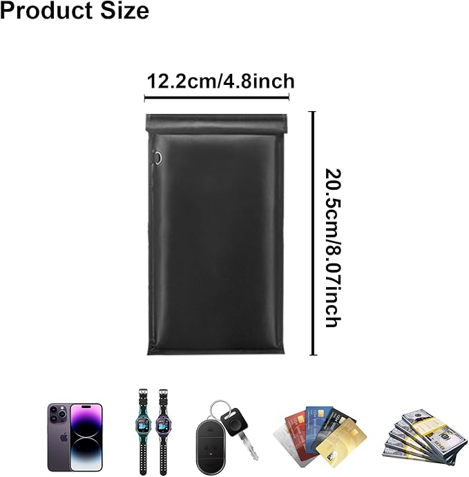 Faraday Bag for Phone, Faraday Pouch for Key Fob, Fireproof & Waterproof Faraday Bags EMP Proof, Faraday Key Fob Protector, Cell Phone Signal Blocker (2 Pack)