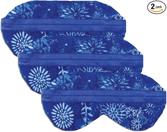 Nature Creation Lavender Aromatherapy Sleeping Eye Mask Pillow - Weighted Eye Mask for Sleeping, Relaxation, Yoga and Stress Relief - Cold Therapy Eye Masks for Women, Men - Blue Flowers 3 Eye Masks