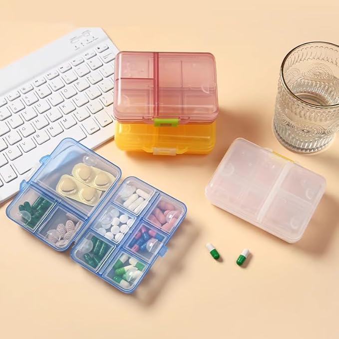 Weekly Pill Organizer, Waterproof 7 Day Large Daily Pill Box Reminder, Cute Vitamin Case Compact Medicine Container, Portable Travel Pill Holder Supplement Medication Calcium Tablet Dispenser