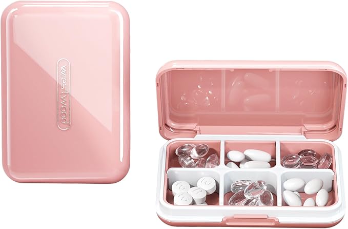 Pill Box, Large Pill Case Organizer Daily Pill Container Medication Travel Case Pill Holder Portable Medicine Case Medicine Organizer for Pill Vitamin（Pink）