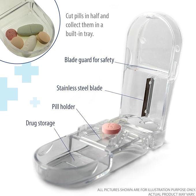 Deke Home - 31 Day Monthly Pill Organizer XL with Pill Cutter, BPA-Free, 4 Times a Day (AM PM), Large Pill Box for Multiple Daily Doses, Removable Compartments, Hard Case Travel Dispenser