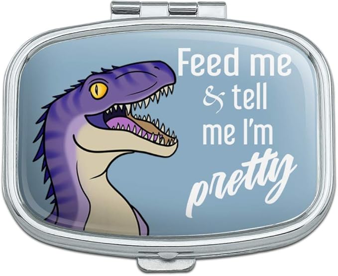 Velociraptor Feed Me and Tell Me I'm Pretty Dinosaur Funny Rectangle Pill Case Trinket Gift Box