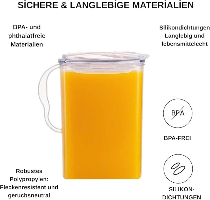 LocknLock Aqua Fridge Door Water Jug with Handle BPA Free Plastic Pitcher with Flip Top Lid Perfect for Making Teas and Juices, 3 Quarts, Clear