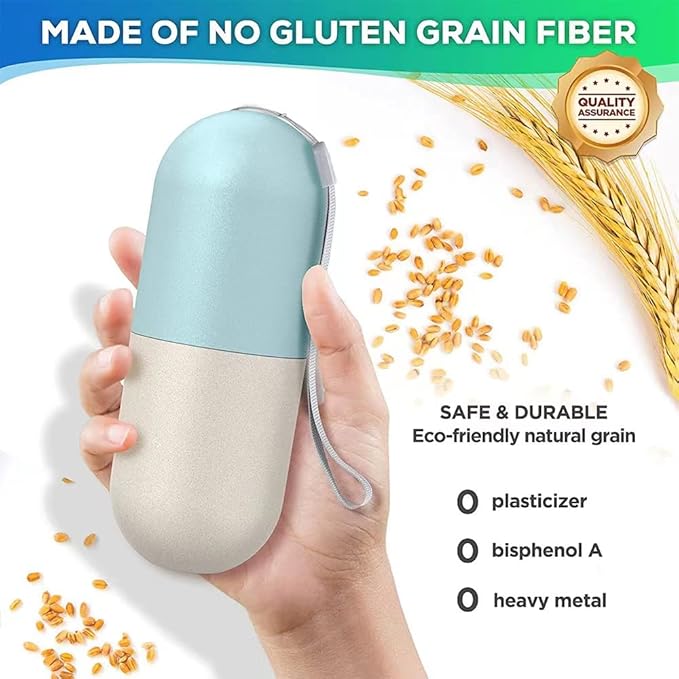 Portable Pill Organizer Box, Cereal Fiber Weekly Pill Box Large Compartment Water and Moisture Resistant Travel Hiking Pill Box 7 Days Pill Capsule Box, Vitamins, Fish Oil, Supplements