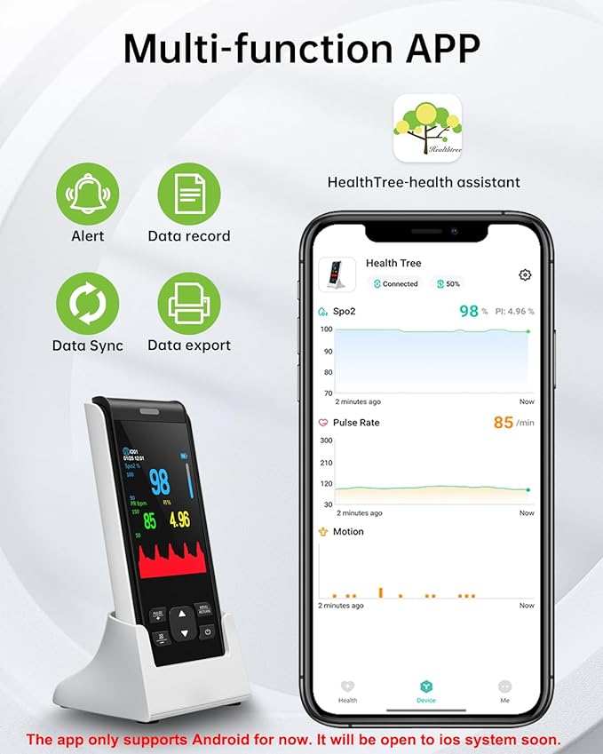 Pulse Oximeter - Handheld Pulse Oximeter Rechargeable Overnight Pulse Ox Continuous oxygen meter finger pulse oximeter Fingertip with Pulse o2 sat monitor finger for oxygen SpO2