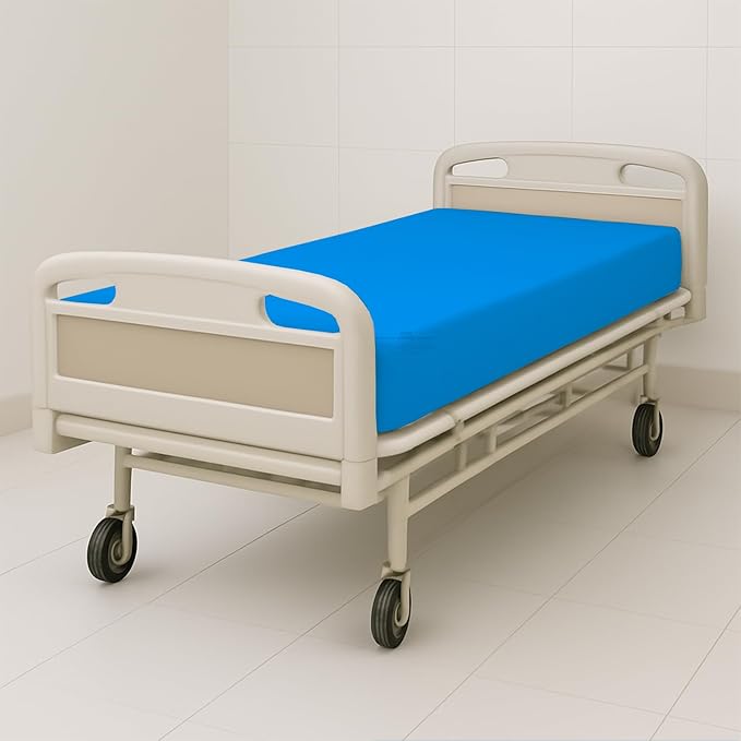 1 Pack Fitted Hospital Bed Sheets - Soft Microfiber Hospital Fitted Sheet - Hospital Bed Fitted Sheets (Turquoise Blue, 36" x 84" x 12")