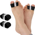 Big Toe Separators for Pain Relief, Bunion Corrector Spacers Straightener with 2 Loops for Women Men, Highly Stretchy Comfortable Gel Toe Cushions Spreaders for Feet Alignment (Black, 1 Pair)