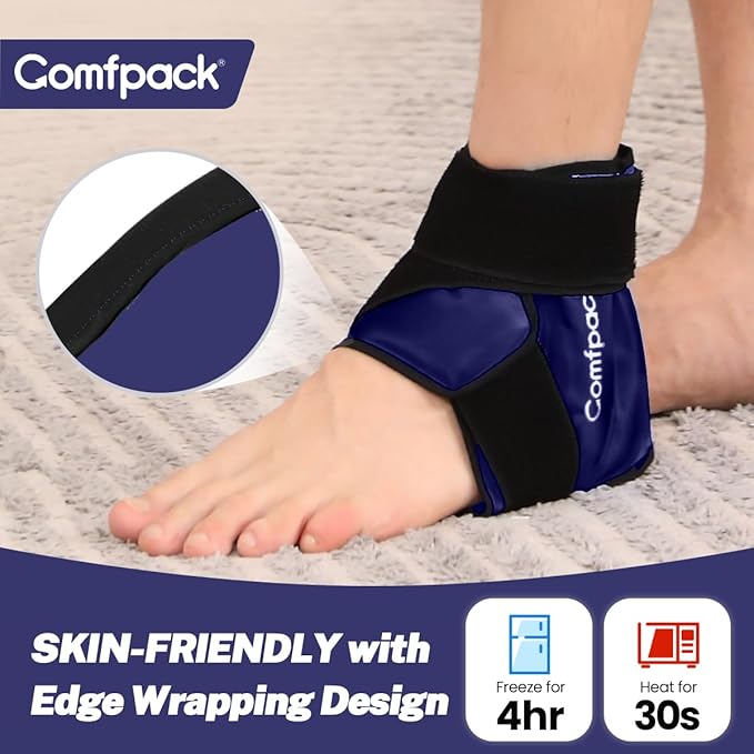 Ankle Ice Pack Wrap for Swelling, Heel Ice Pack for Pain Relief, Hot Cold Therapy Cold Pack for Plantar Fasciitis, Achilles Tendonitis, Ankle Sprain, Foot Pain, Navy