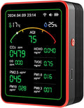 Tuya WiFi 15 in 1 Indoor Air Quality Monitor TFT Display Portable AQI PM0.3 PM1.0 PM2.5 PM10 Tester Temperature Humidity Meter(Black)