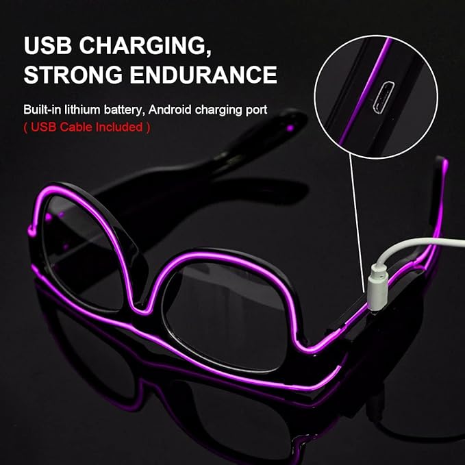 Ainiv Wireless Light Up Glasses 3 Modes LED Luminous Glasses Glow in the Dark for Parties, DJ, EDM, Halloween, Christmas