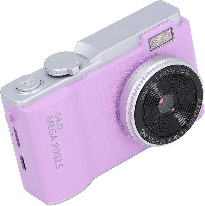 48MP Digital Vlogging Camera, HD 1080P, 16X Zoom Anti-Shake, Beauty Filter, 2.4" Screen Compact Selfie Camera for Boys, Girls, Kids, Teens (Purple)