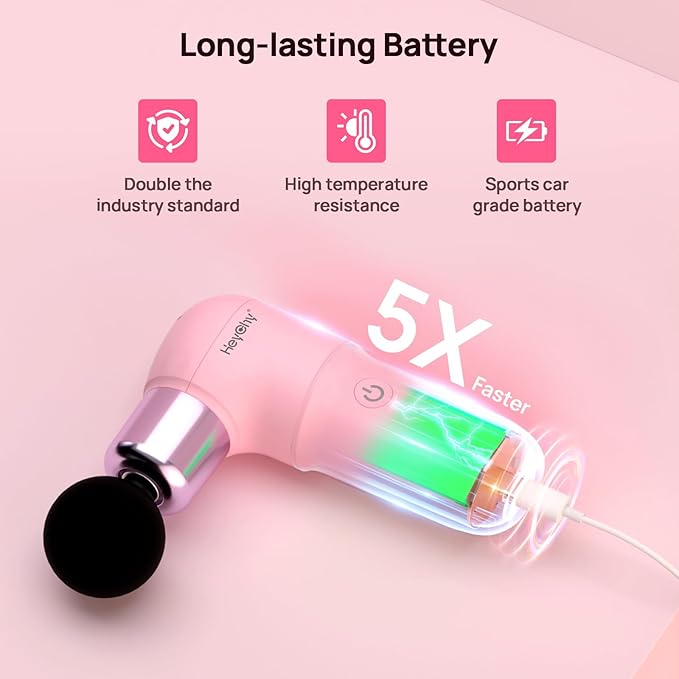 Super Mini Massage Gun, Deep Tissues Percussion Muscle Massager, Compact Sports Travel Massage Gun, Portable Massager Gun for her him, Pink