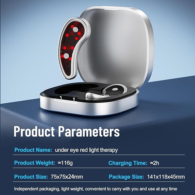 Under Eye Light Therapy Device,Portable Massager Patches,Beauty Device with Eye Massage for Relieve EyeBags,Fatigue, Dark Circles,Wrinkle,Red Light Therapy with Gel(Sliver)