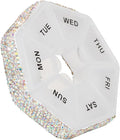 Round Pill Organizer Small Weekly Pill Case for Purse Bling Cute Medicine Pill Box Compact Vitamin Container 7 Day Daily Pill Holder Planner(Ab)