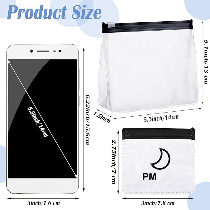 Colarr 14 Pcs AM PM Pill Pouches Bags Reusable Zippered Day and Night Pill Organizer with Slide Lock for Travel Medicine Case, 1 Large 14 Small(Black)