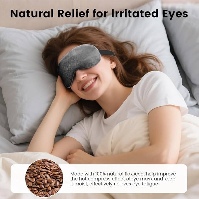 Microwave Heated Eye Mask, Steam Warm Compress for Dry Eyes, Work with Relieve, Blepharitis & Stye Treatment (Gray) - 2 Pack