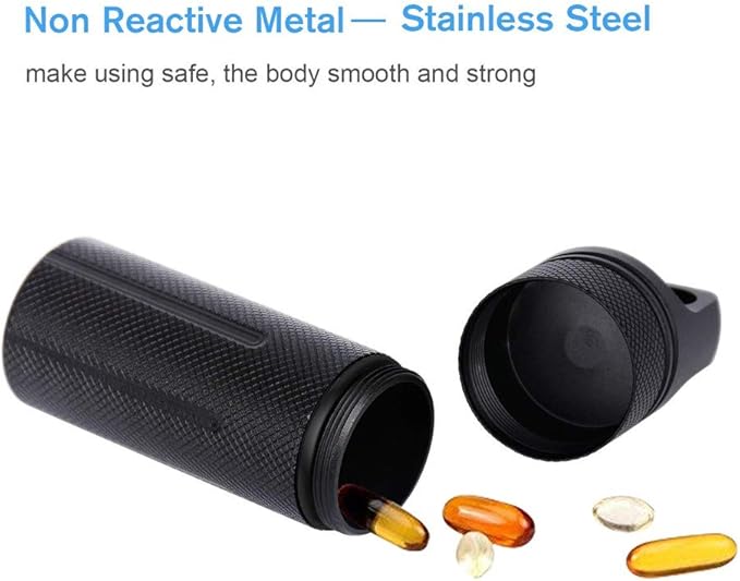 Waterproof Aluminum Pill Holder with Keychain Outdoor Medicine Bottle Seal First Aid Drug Holder