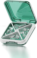 Small Pill Box Waterproof Travel Pill Case Portable Daily Pill Container Pill Holder for Purse 4 Compartments Pocket Compact Medicine Organizer for Fish Oils,Supplements,Medication (Green)