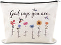 Christian Cosmetic Bags for Women Girls Religious Toiletry Bag for Teens Adults Inspirational Bible Verse Bag Pouch Catholic Birthday Gifts for Her Friends Female Christening Affirmation Gifts Ideas