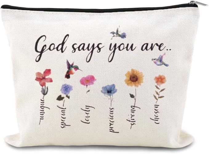 Christian Cosmetic Bags for Women Girls Religious Toiletry Bag for Teens Adults Inspirational Bible Verse Bag Pouch Catholic Birthday Gifts for Her Friends Female Christening Affirmation Gifts Ideas