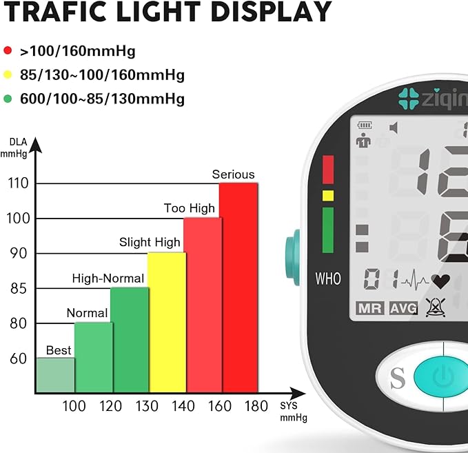 Blood Pressure Monitor, Bp Machine with Large Upper Arm Cuff of 8.7-17.3 Inches, Large Screen, Total 198 Memories for 2 Users(Black+White)