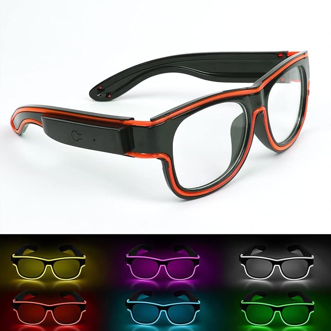 Ainiv Wireless Light Up Glasses 3 Modes LED Luminous Glasses Glow in the Dark for Parties, DJ, EDM, Halloween, Christmas