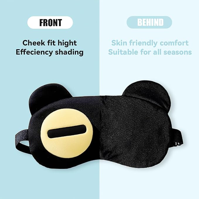 2PCS Cute Eye Mask for Sleeping - Soft Lightweight Eye Cover with Adjustable Strap, Funny Eyeshade Covers, Sleeping Mask for Blindfold Game