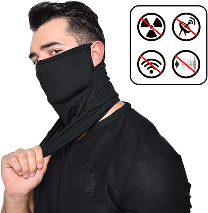 VAJOOCLL Faraday Gaiter Effective Shielding Fluctuation Shields Cellular, WiFi,Scarf Scarf Protect Brain, Face and Neck (Black) (Faraday Gaiter-B)