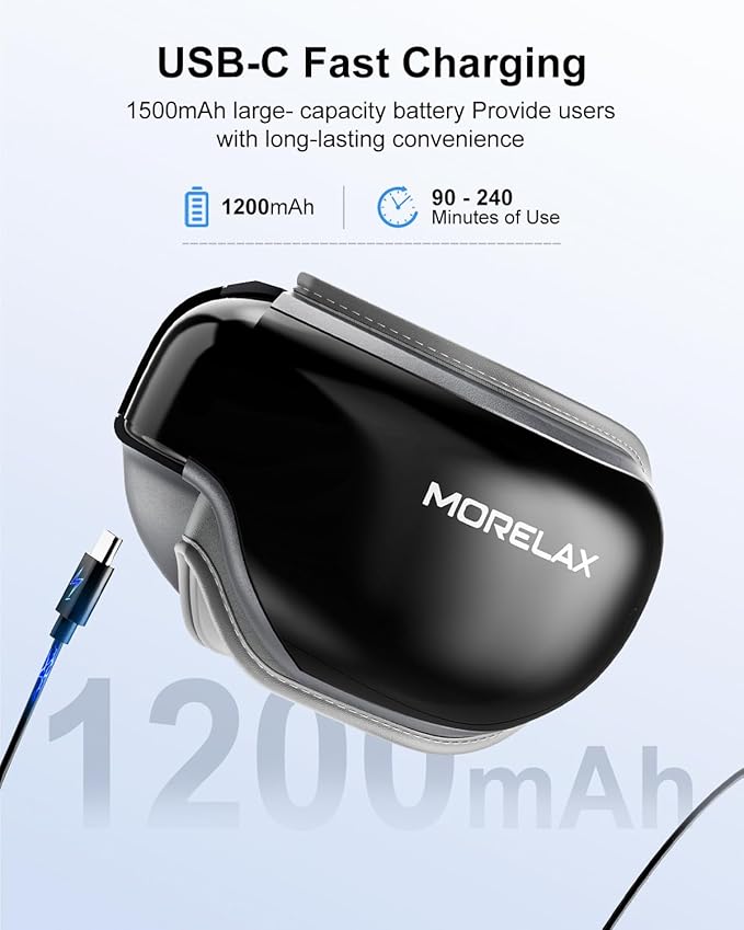 Morelax Eye Massager with Heat & Bluetooth Music, Birthday Gifts for Women, Reduce Eye Strain, Headache Relief and Improve Sleep, Eye Care Gift（Black）