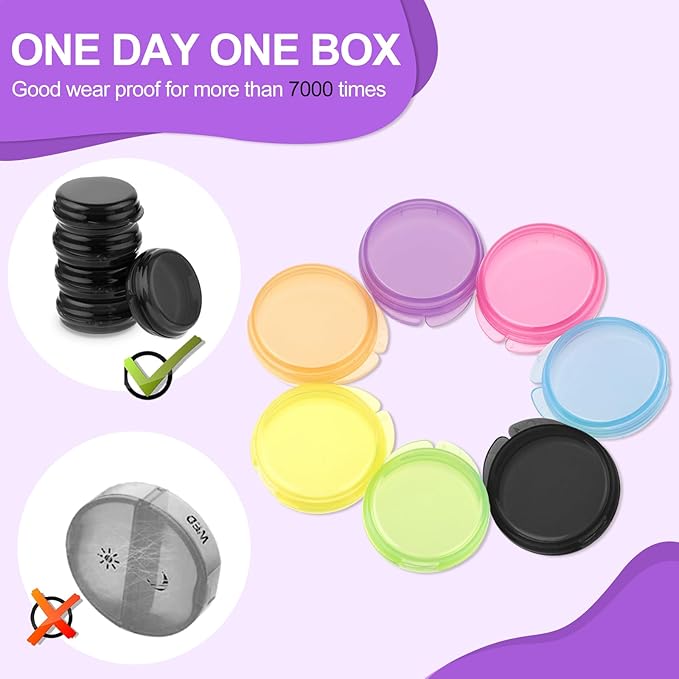 35 Pcs Mini Pill Organizer Portable Travel Pill Box Small Plastic Storage Containers Cute Pill Container Holder Round Pill Case Earplug Case Medicine Dispenser for Pocket Purse