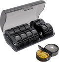 Daily Pill Organizer for Women and Men with 7 Compartments, Large Capacity, Water Resistant, Leakproof, Durable, Easy to Carry (Black)