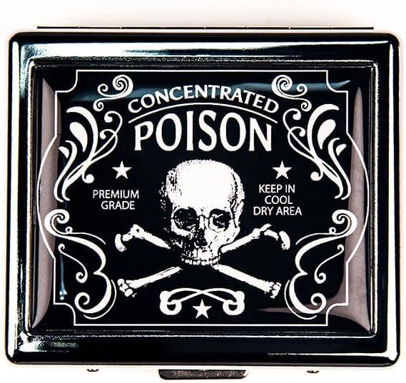 Concentrated Poison 7 Days Chromed Shiny Silver Pill Organizer with Mirror Inside Has 8 Separate Compartments Rectangle 7 Days Pill Box Pill Case