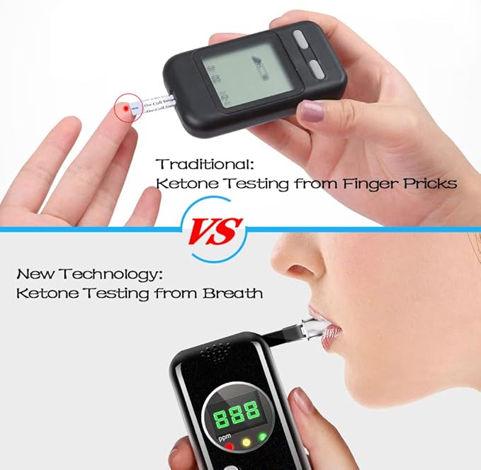 Ketone Breath Analyzer, Portable Ketosis Tester for Family Health with 10pcs Mouthpieces(Black)