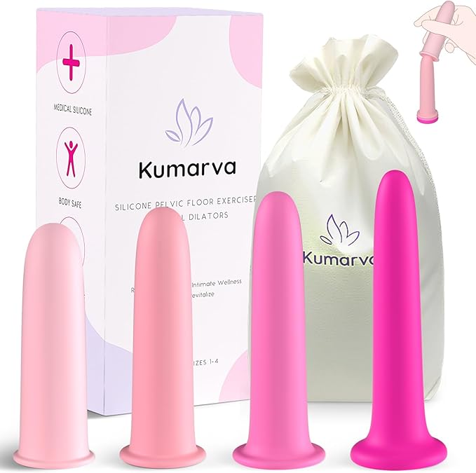 Vaginal Dilator Pelvic Floor Set - Silicone Wands Pelvic Floor Muscle Exercise Devices Dilators, 4 Sizes Pelvic Floor Support Kit Nesting Vaginal Trainer Stretcher Tool Massager for Women