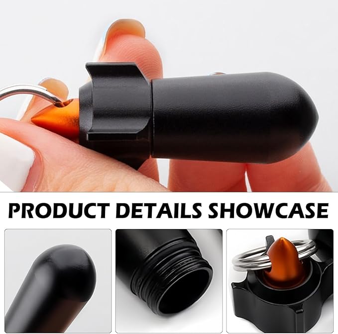 Keychain Pill Case, Rockets Shape Aluminum Medicine Holder, Portable Waterproof Vitamin Aspirin Container for Traveling