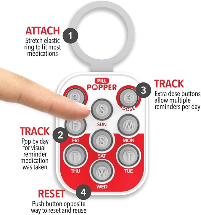 Pill Popper - Memory Aid Medication Dose Tracker (2 Pack)
