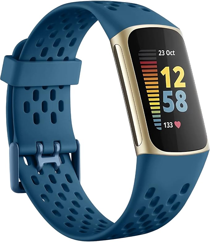 Getino Sport Bands Compatible with Fitbit Charge 5/6, Soft Breathable Waterproof Strap, Adjustable Replacement Accessories for Women/Men, Slate Blue