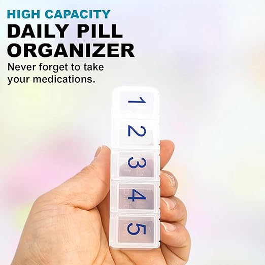 e-Pill Daily 5 Times A Day Pill Organizer, Vitamin and Medicine Pill Box - Clear