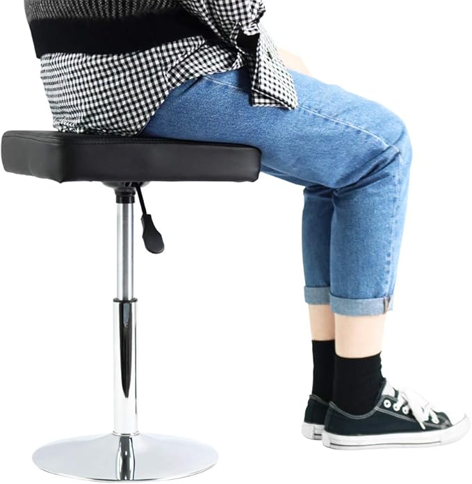 FURWOO Black Square Salon Stool - Height Adjustable Step Stool for Vanity,Manicure,Shop,Barber Home Office,Small