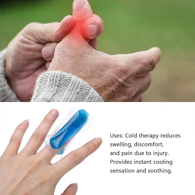 Finger Ice Pack, 3.1in Length Finger Toe Ice Pack Brace Reusable Hot and Cold for Trigger Mallet Broken Finger Lightweight Toe Tip Gel Ice Pack for Women Men Hot Cold Packs Ice