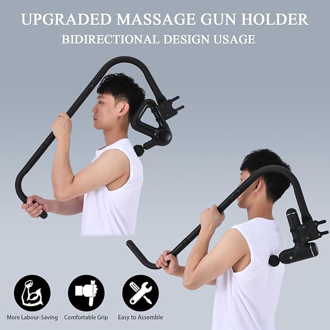 Massage Gun Holder Shoulder Neck Back Handheld Self Massage Gun Mount Compatible with Most Massage Guns Professional Grade Design for Hard to Reach Areas - Gift for Women & Men