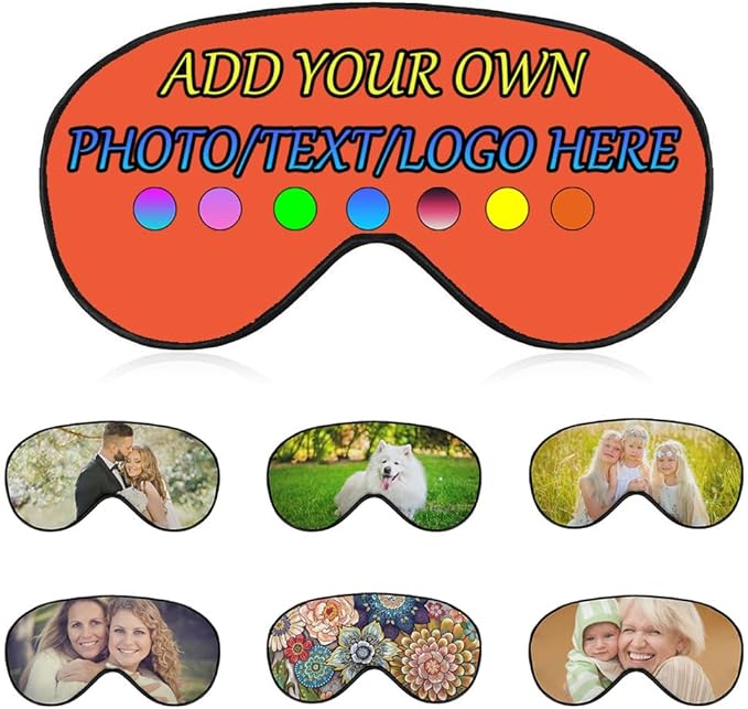 Personalized Eye Mask, Custom Eyeshade Blindfold Add Your Design Image Text Customized Eye Cover with Adjustable Strap for Sleeping Travel Work Naps Blocks Light, OrangeRed