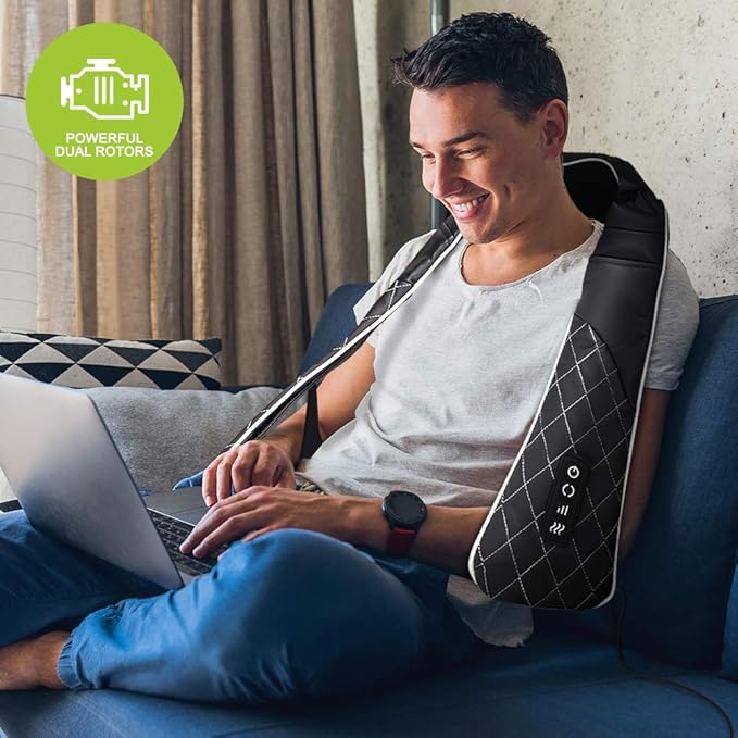 Shiatsu Neck Massager for Pain Relief Deep Tissue with Heat, 3D Kneading Massage Pillow Back Shoulder Massagerfor Body Muscle, Plug-in Use for Home Office Car, Gifts for Mom Dad Him Her