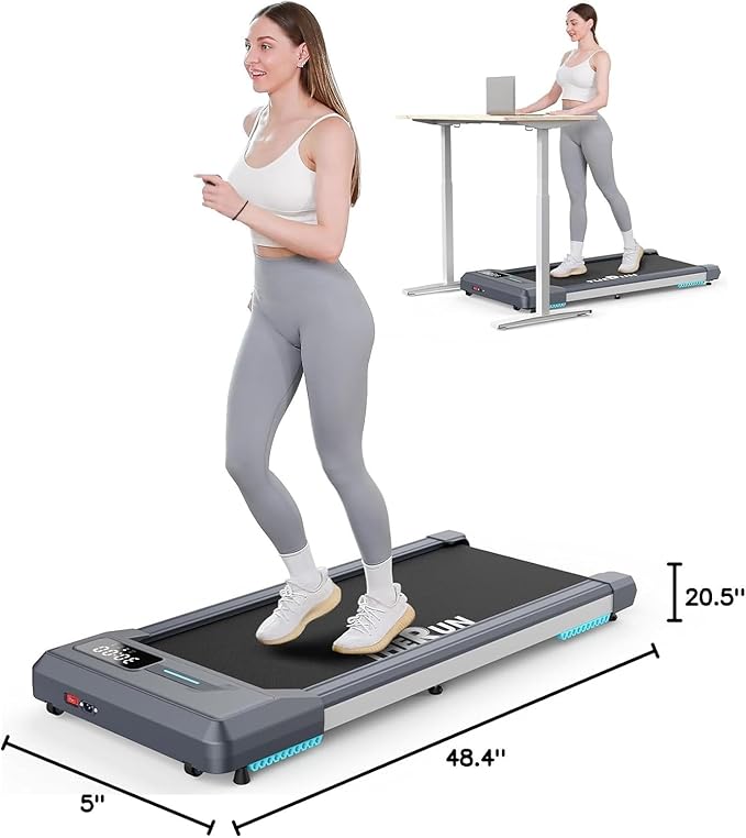 THERUN Walking Pad Under Desk, Portable Mini Treadmill for Home/Office, 2.5HP Jogging Machine with 300 lbs Weight Capacity, Remote Control, LED Display