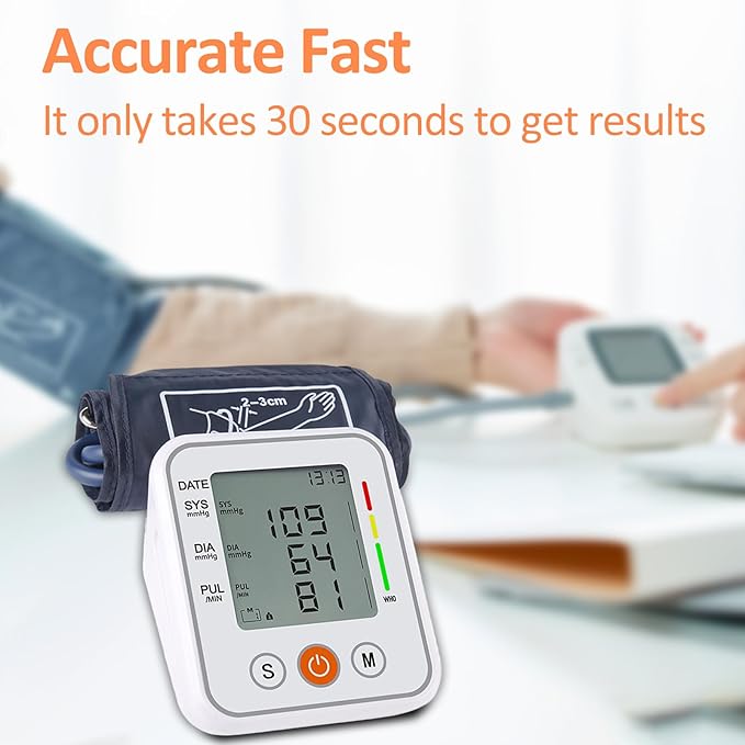 Arm Type Electronic Blood Pressure Monitor,Automatic Accurate Measurement,Large Screen and Large Character,Charging Model Device with USB Cable,2 * 99 Memory,Simple Operation