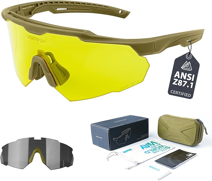 Shooting Glasses Anti Fog with High Definition Lenses, ANSI Z87.1 Certified Tactical Safety Glasses for Men Women
