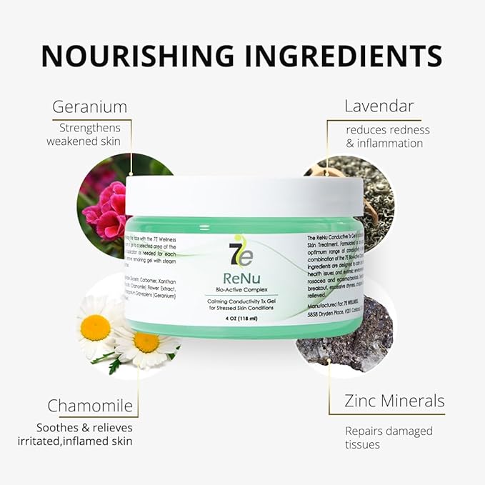 7eWellness Myolift ReNu Conductive Gel for Microcurrent, Renu Microcurrent Conductive Gel for Face Dry Skin(4oz / 118ml)