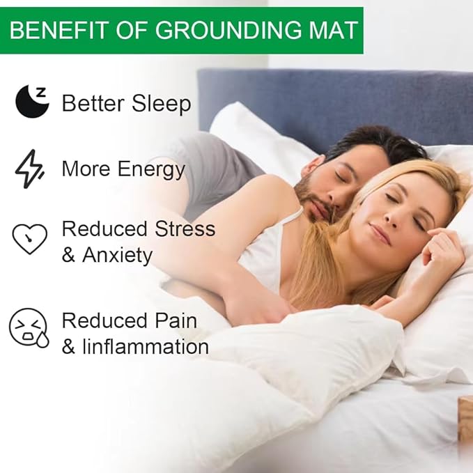 Grounding mat kit (2 Packs) -2 grounding Pads (11.8 x 23.6 "), 2 Straight Ropes (15 feet), and 2 grounding Wrists - Improves Sleep Quality and relieves Pain